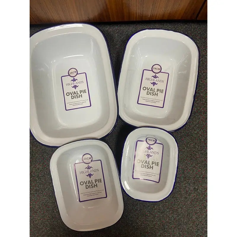 Highlands Enamel Oval Pie Dish Metal - 16/18/20/24/28cm -