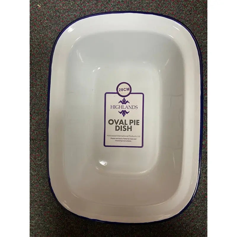 Highlands Enamel Oval Pie Dish Metal - 16/18/20/24/28cm -