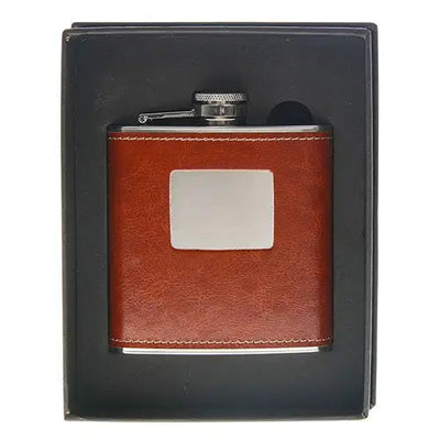 Hip Flask Brown Engrave 6 Oz - Giftware