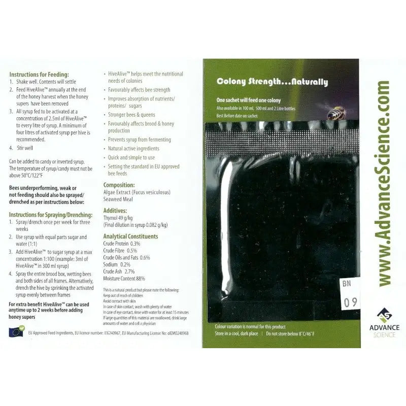 Hive Alive Complementary Feed For Bees 100ml (Includes