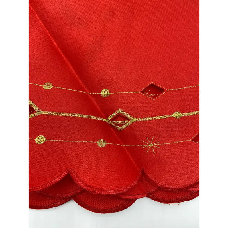 Holly Christmas Tree Skirt 100cm Circumference Red -
