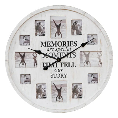 Hometime Large Wooden Multi-Aperture Frame Clock - Memories