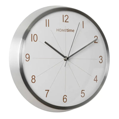 Hometime Round Metal Wall Clock 13 - Silver - Homeware