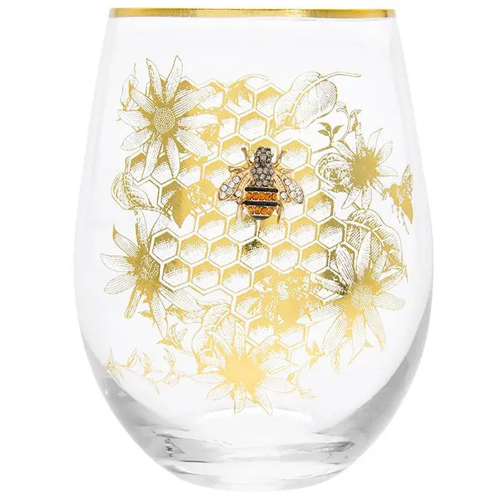 Honeycomb Bees Stemless Glass Tumbler - Kitchenware