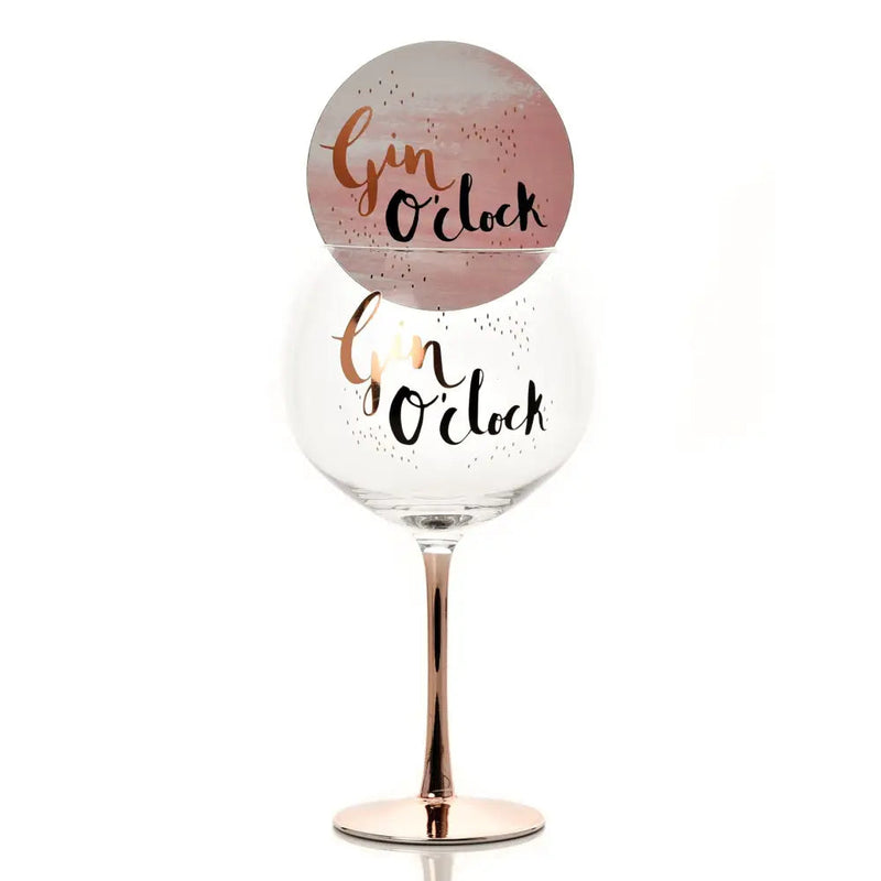 Hotchpotch Luxe Gin Glass & Coaster Set - Gin OClock -