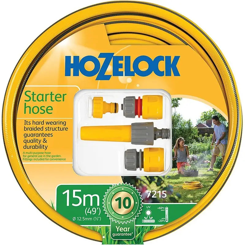 Hozelock 15m Starter Garden Hose Set - 7215 - With Fittings