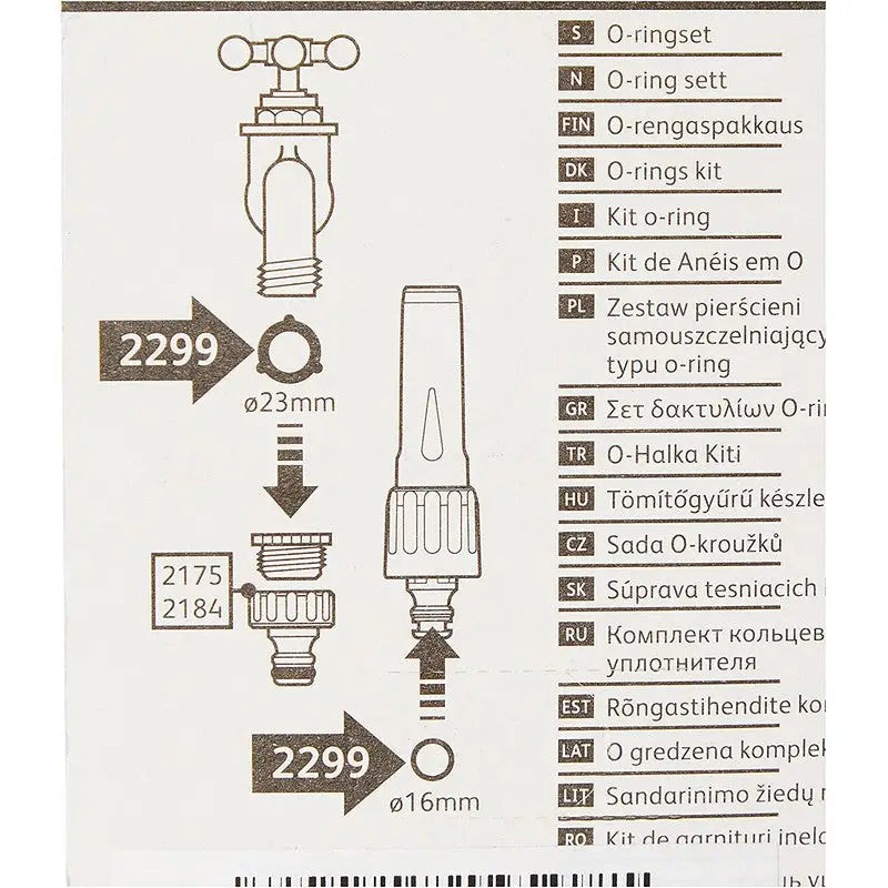 Hozelock 2299 O Ring Spares Kit
