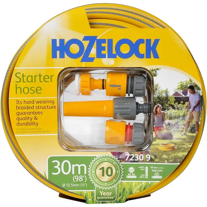 Hozelock 7230 30m 4 Layer Yellow Garden Hose - With Fittings