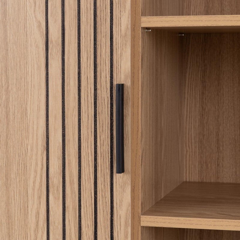 Tessa 1 Door Natural Oak Effect Bookcase - 830 x 400 x 1600mm