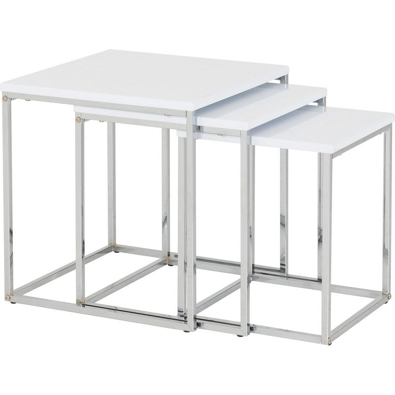Charisma Nest Of Tables - Gloss With Chrome Legs - 3 Piece Set