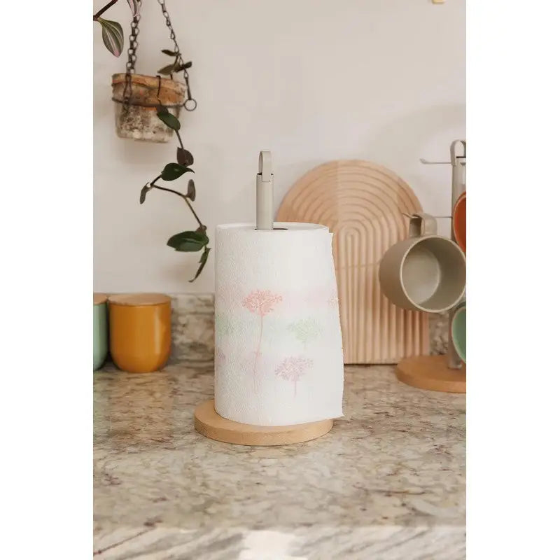 Idilica Metal Kitchen Roll Holder with Beechwood Base