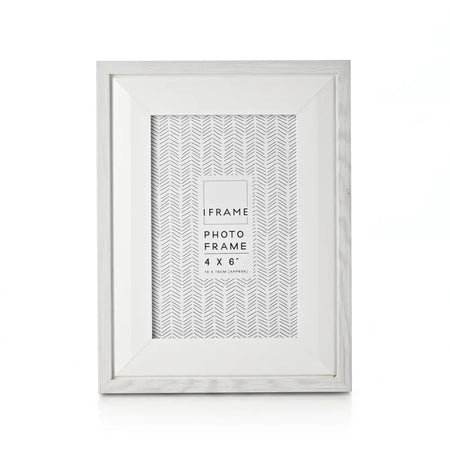 Iframe Grey & White Two Tone Frame 4 X 6 - Picture Frames