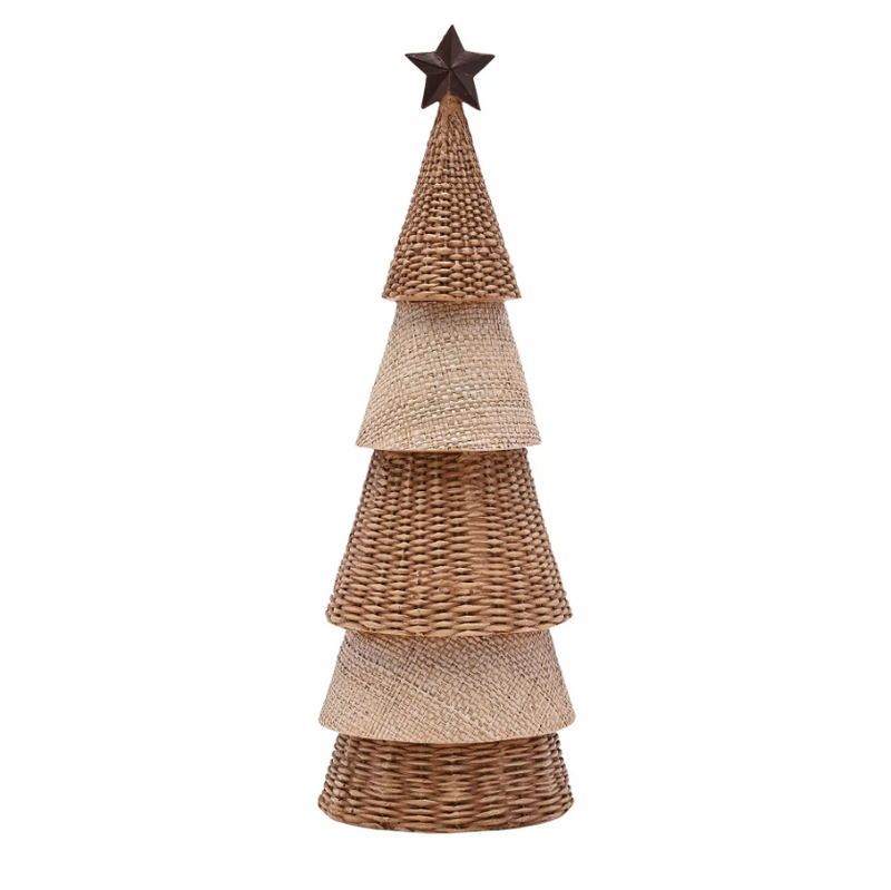 Two Tone Rattan Effect Resin Christmas Tree 30cm