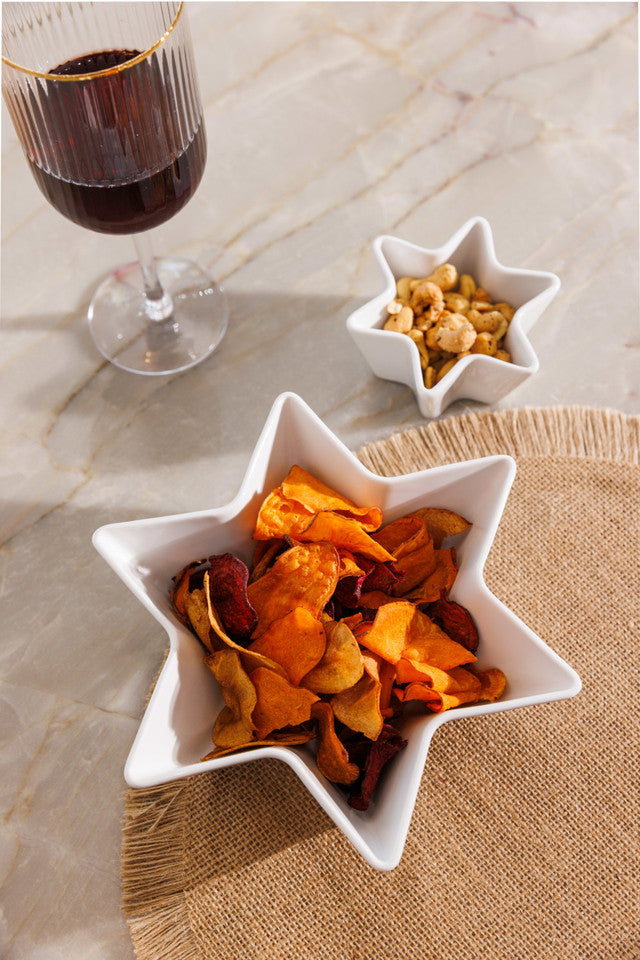 Mikasa Chalk Porcelain Star Bowls, Set of 2, White