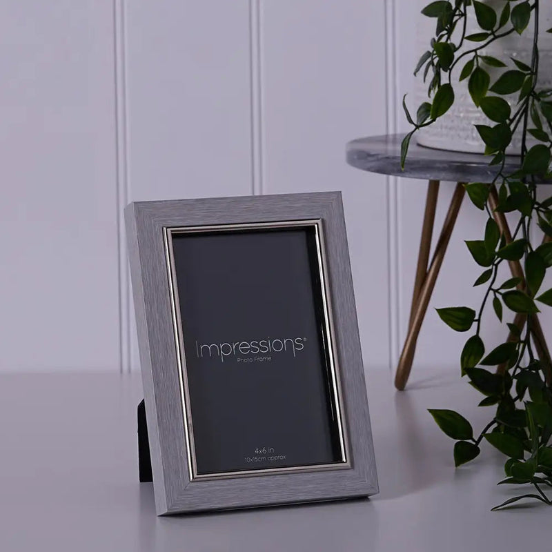 Impressions Grey Faux Wood & Silver Frames - 4x6 / 5x7 / 6x8