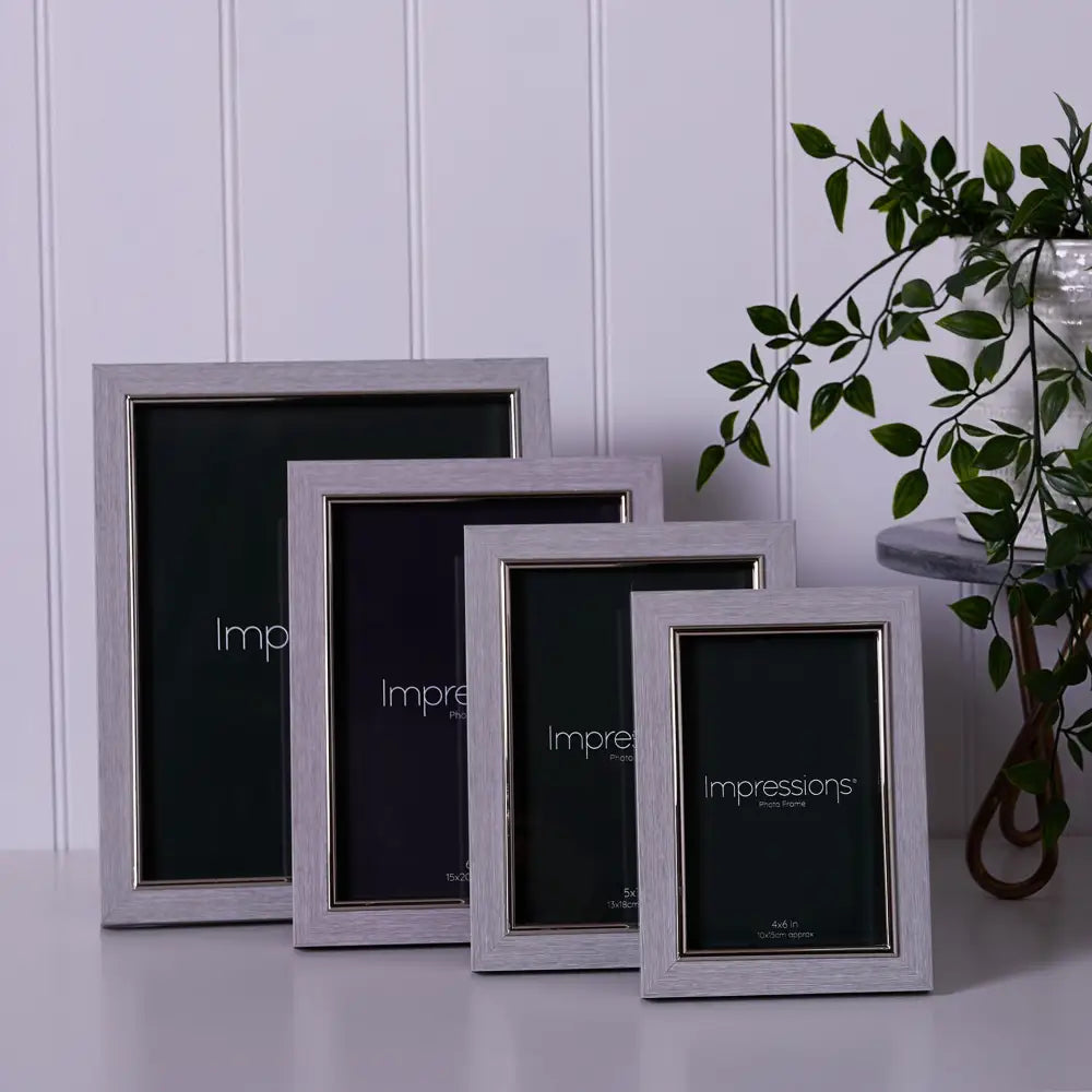 Impressions Grey Faux Wood & Silver Frames - 4x6 / 5x7 / 6x8