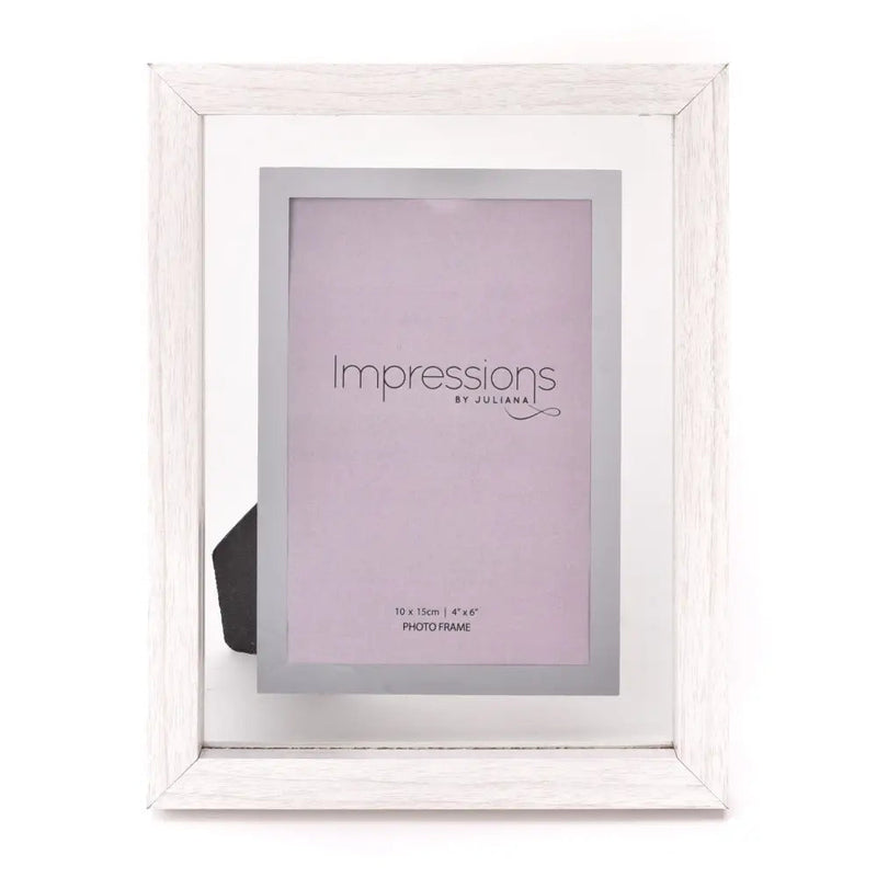 Impressions White Wooden Frame Perspex Border 4 X 6 -