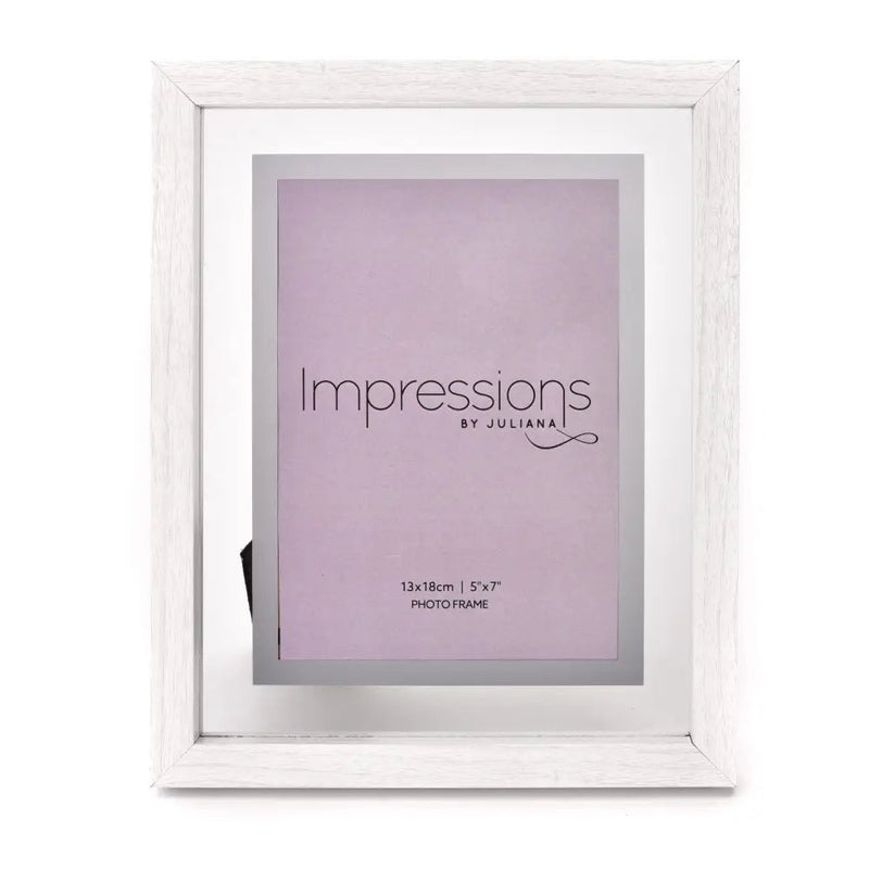 Impressions White Wooden Frame Perspex Border 5 X 7 -