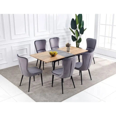 Infinity Grey Kitchen Table & Chairs Dining Set - 6 Seater -