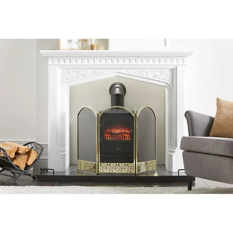 Inglenook 3 Panel Brass Fire screen - Fire08 - Fireside