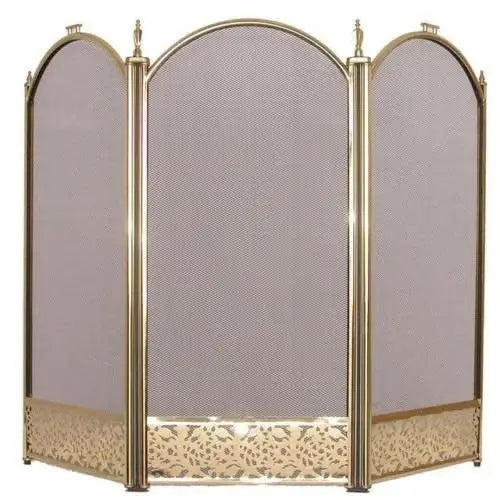 Inglenook 3 Panel Brass Fire screen - Fire08 - Fireside