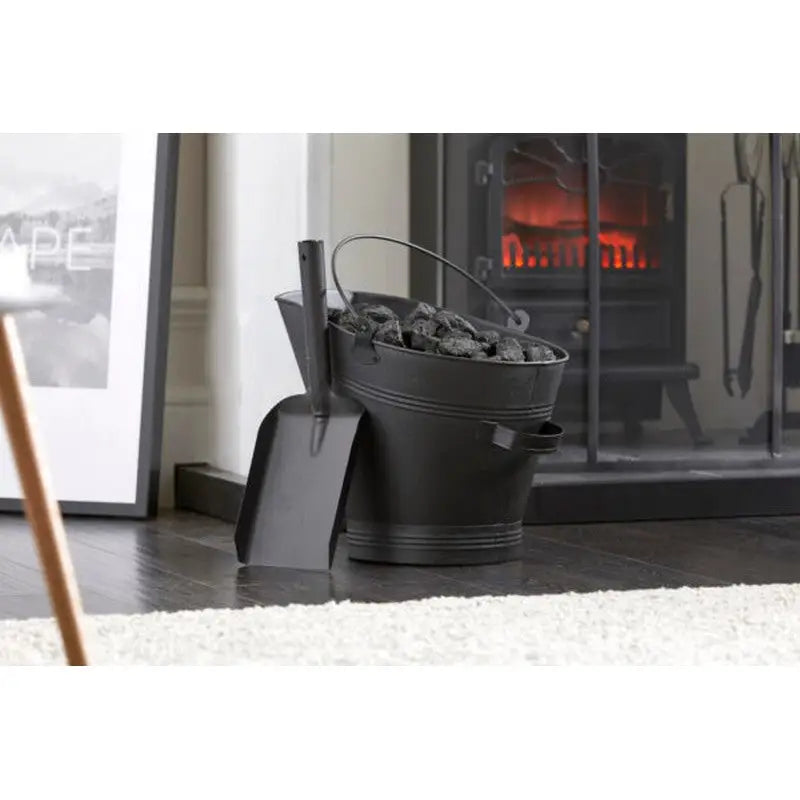 Inglenook Fire 81 Black Coal Waterloo Bucket With Shovel -
