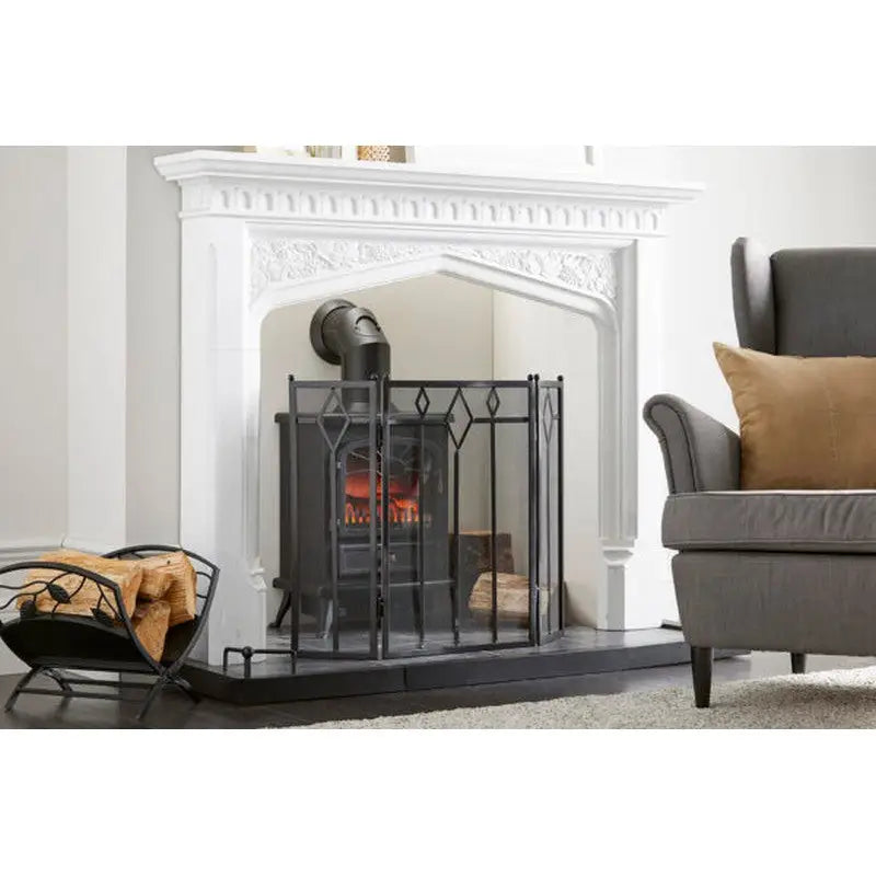 Inglenook Fire 92 Fireplace Screen All Black Finish -