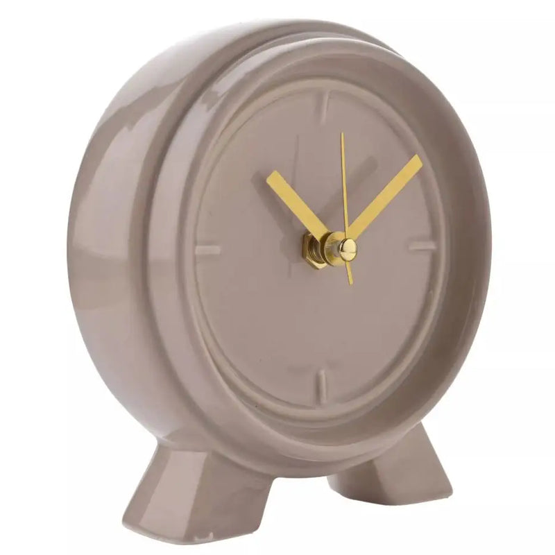 Interval Ceramic Mantle Clock - 13x14cm - Biscuit