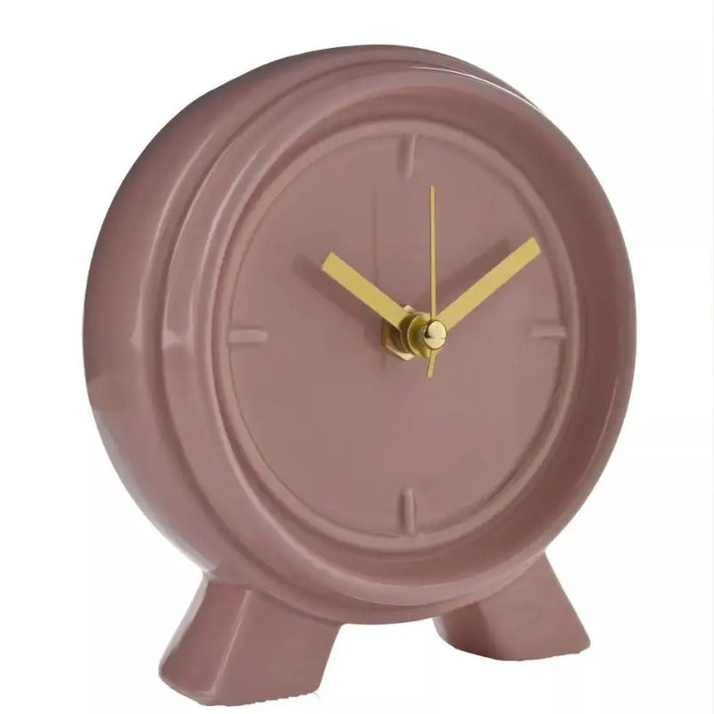 Interval Ceramic Mantle Clock - 13x14cm - Pink Clay