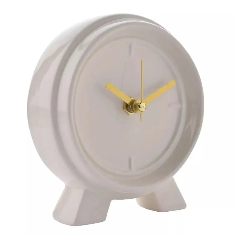 Interval Ceramic Mantle Clock - 13x14cm - Soft Cream