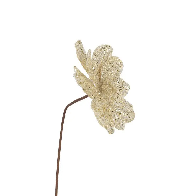 Ivory Glitter Flower Stem 50x25cm - Christmas >> Picks
