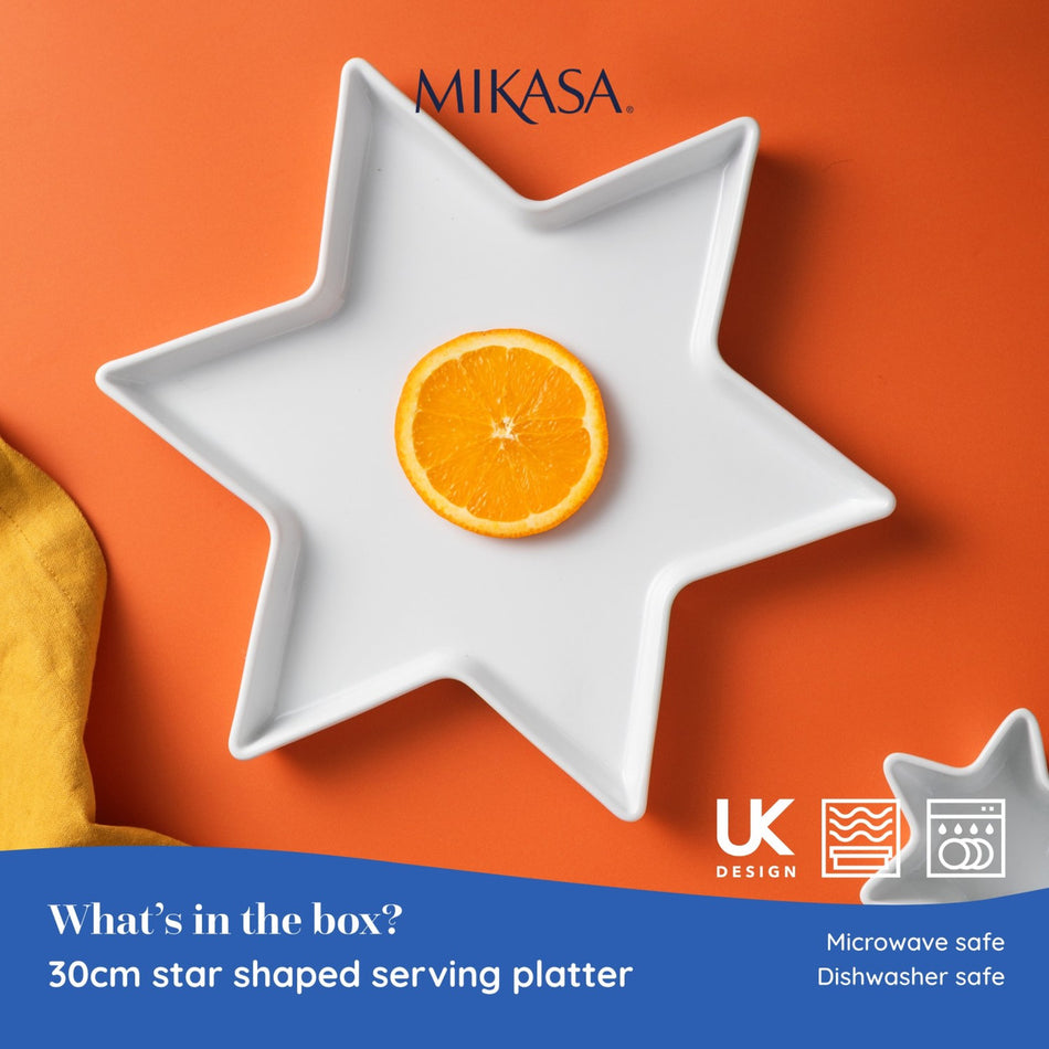 Mikasa Chalk Star Porcelain Serving Platter, White, 30cm