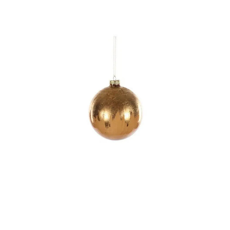 Jingles 10cm Gold Brush Strokes Glass Bauble - Christmas
