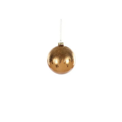 Jingles 10cm Gold Brush Strokes Glass Bauble - Christmas