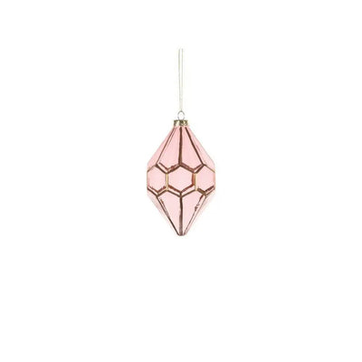 Jingles 12X8cm Pink Glass Diamond Drop - Christmas