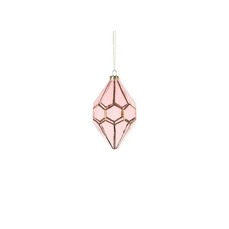 Jingles 12X8cm Pink Glass Diamond Drop - Christmas