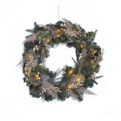 Jingles 24 Inch Led Frosted Woodland Wreath 35L Ts -