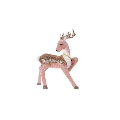 Jingles 40cm Posing Pink And Gold Deer - Christmas