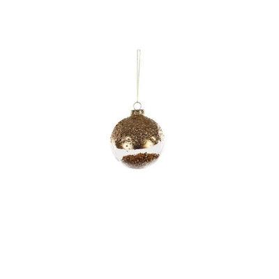 Jingles 8cm Glass Bauble-Gold Filled Gold Beads - Christmas