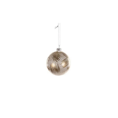 Jingles 8cm Ivory Glass Bauble With Gold - Christmas