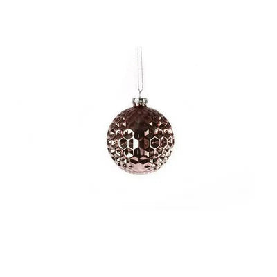 Jingles 8cm Pink Textured Glass Bauble - Christmas