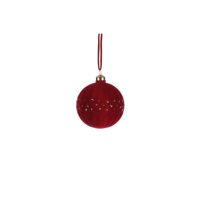 Jingles 8cm Red Soft Textured Glass Bauble - Christmas