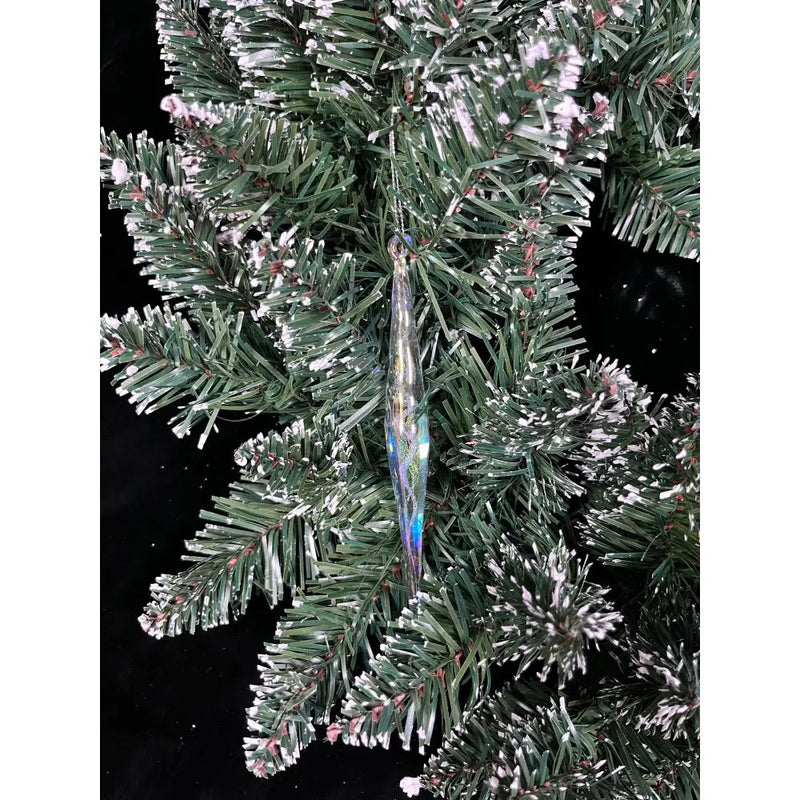 Jingles Glass Clear / Iridescent Twirl Icicle 15cm -