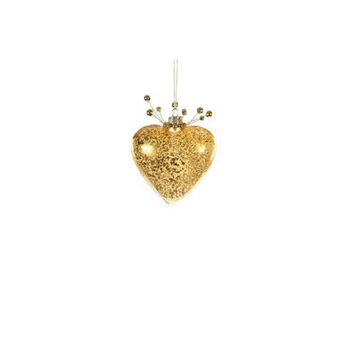 Jingles Glass Gold Heart 13cm - Christmas