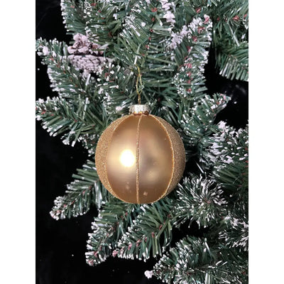 Jingles Glass Matt Gold Glitter Bauble 8cm - Christmas