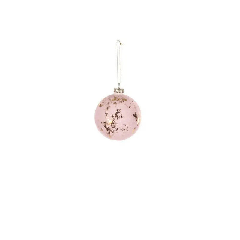 Jingles Glass Pink Soft Touch With Gold Bauble 8cm -