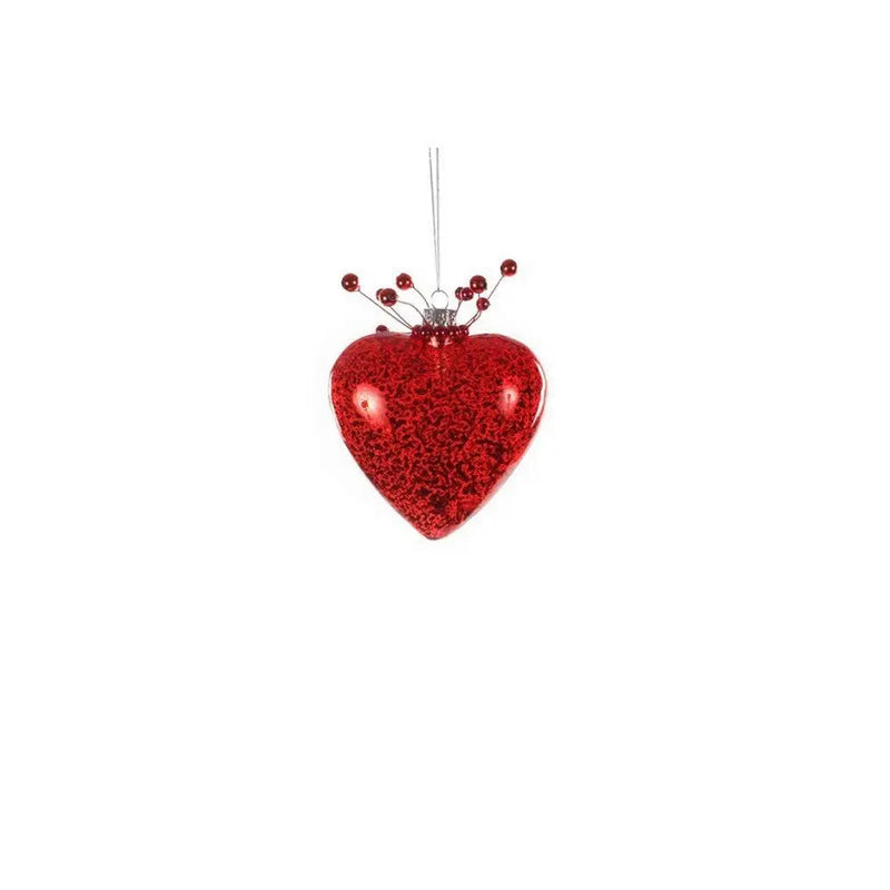 Jingles Glass Red Heart 13cm - Christmas