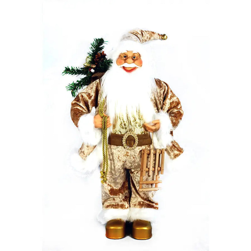 Jingles Gold Standing Santa 60cm - Christmas