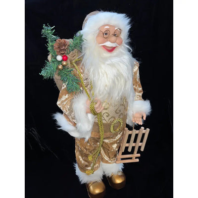 Jingles Gold Standing Santa 60cm - Christmas
