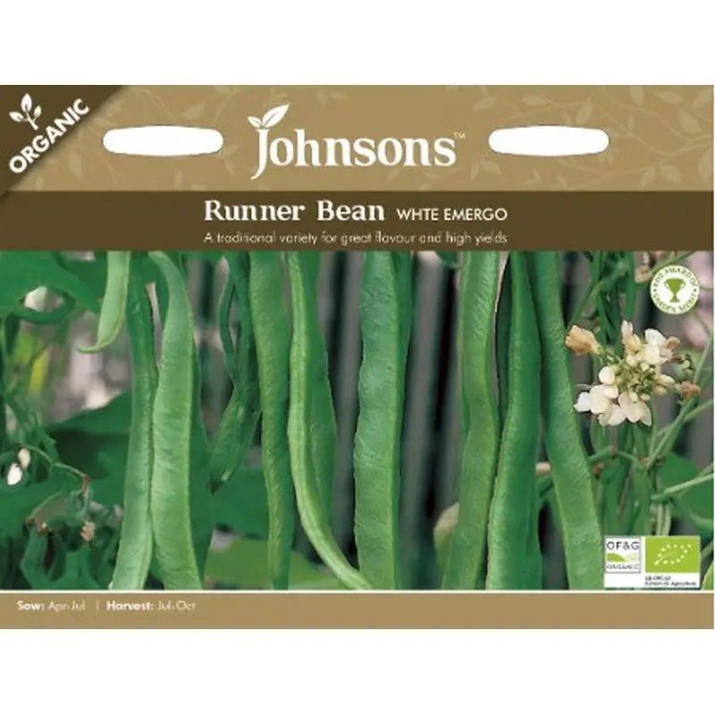 Johnsons F&V Seeds - Runner Bean White Emergo - Type H
